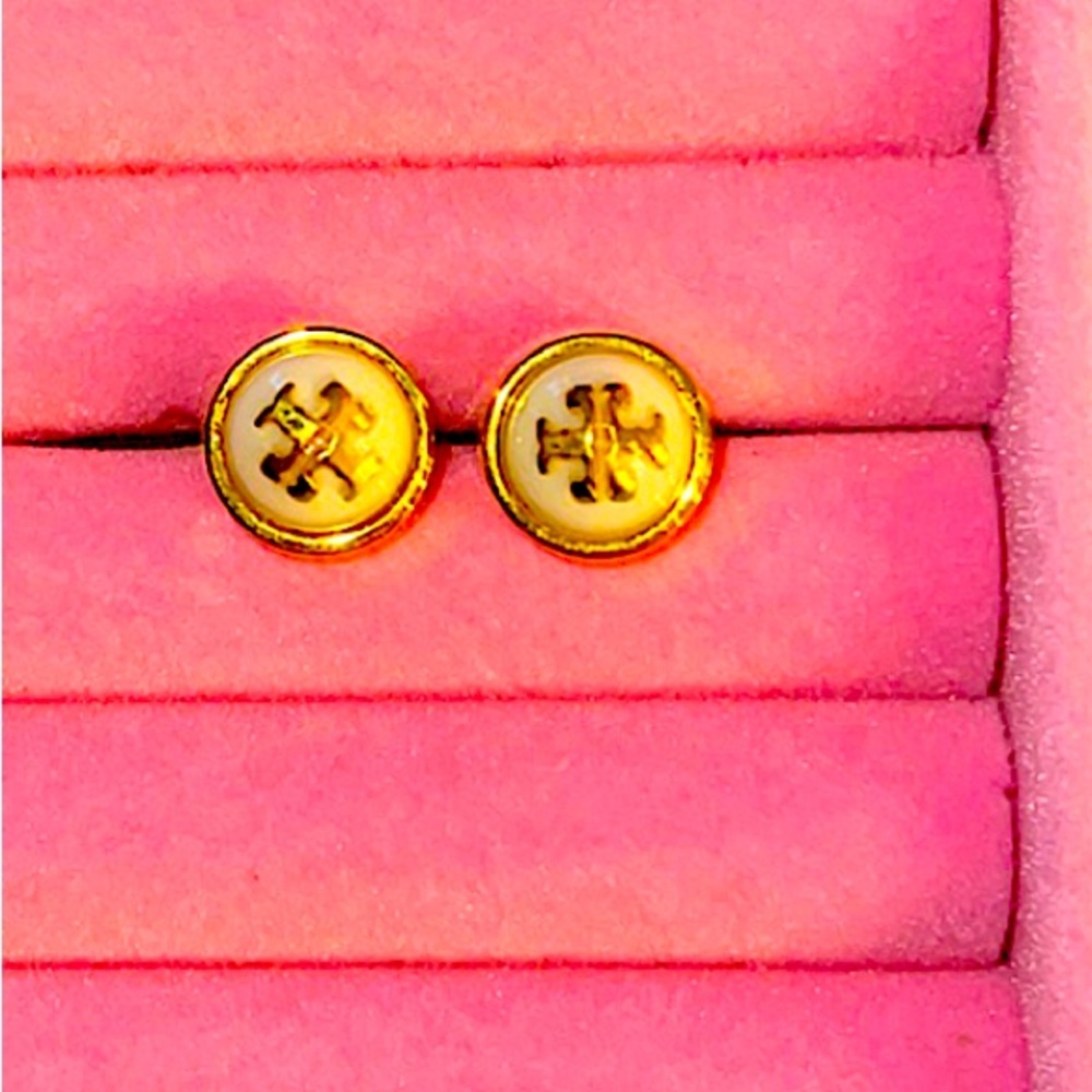 White Granite Tory burch Studs